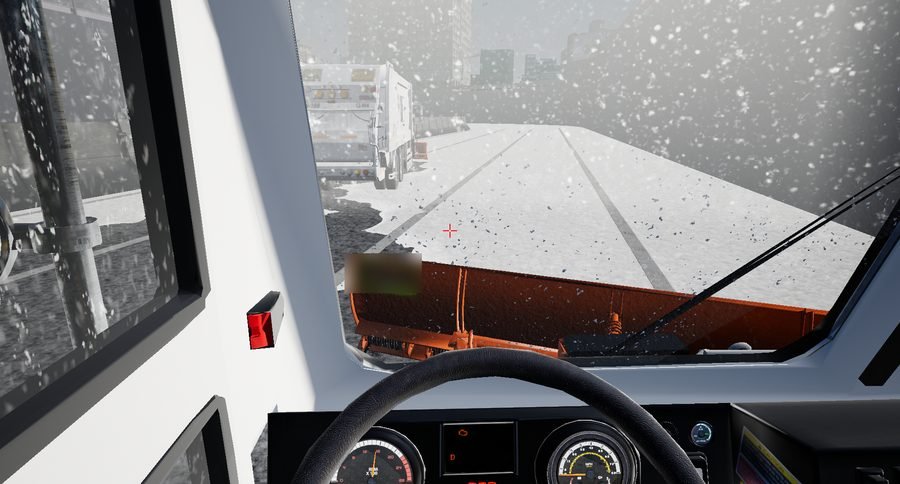 Snow-plowing scenario — clearing a snowed-in street with dynamic plowable snow physics