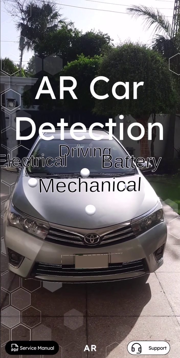 Live AR car detection with issue category anchors mapped onto the vehicle