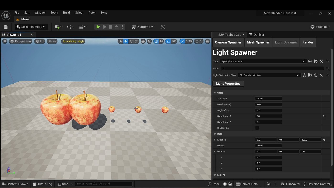 Light Spawner — spot-light circle distribution with arc and sample controls
